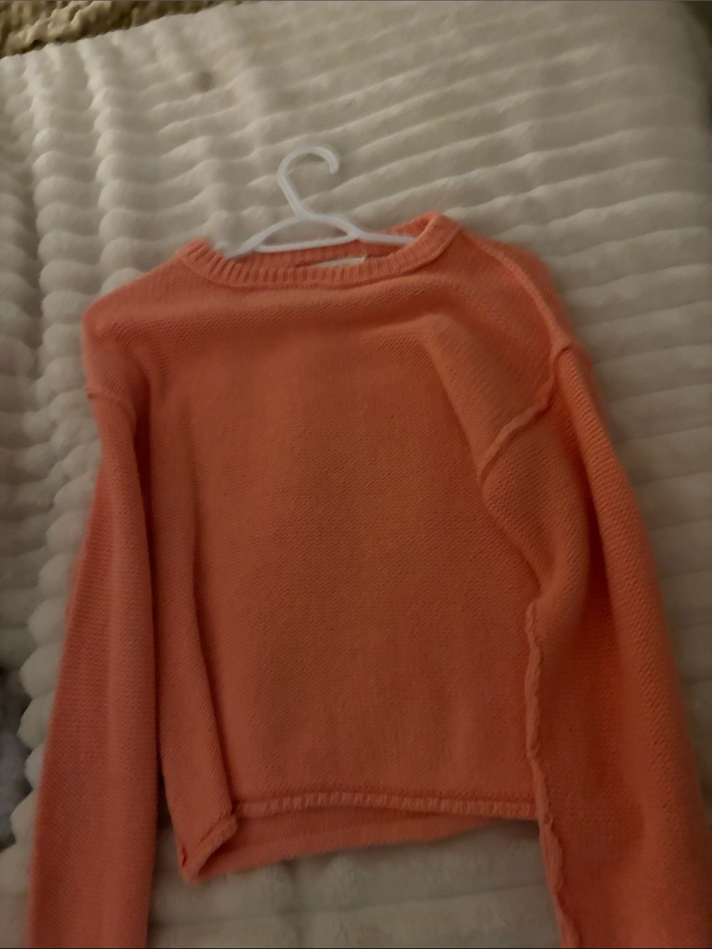 Women's Cropped Crewneck Sweater in Coral